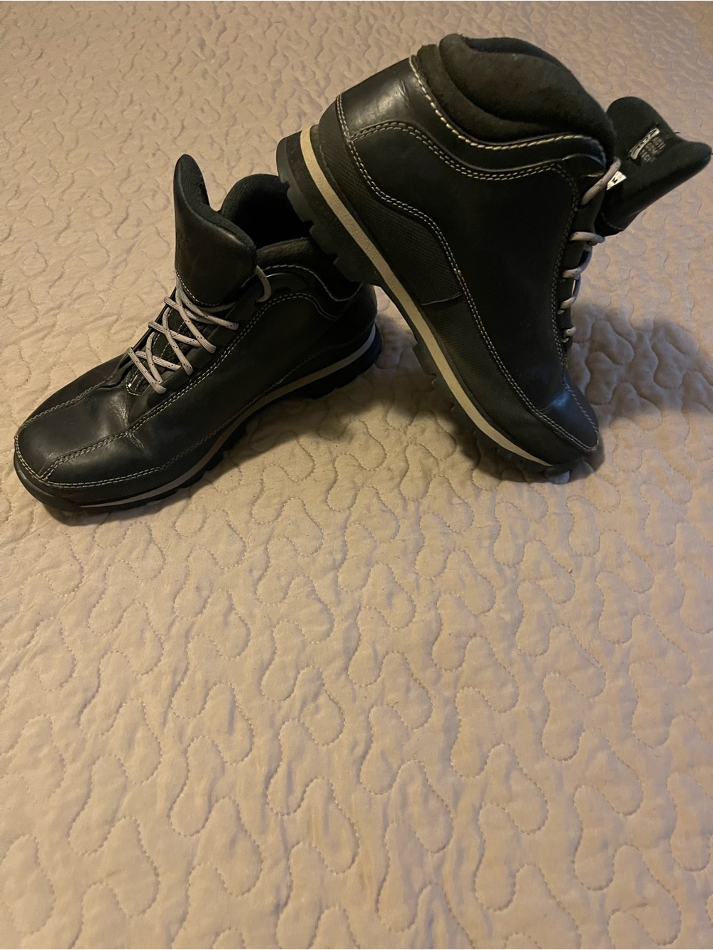 Timberland Black Leather Women's Combat Boots
